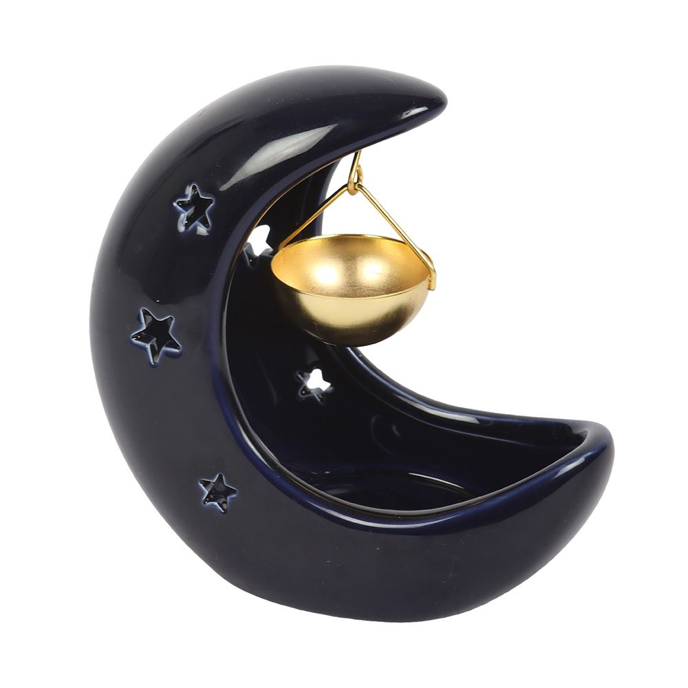 Halloween / Autumn - Navy Blue Crescent Moon - Oil Burner / Wax Melter