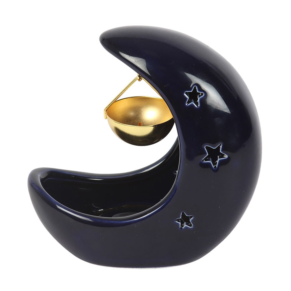 Halloween / Autumn - Navy Blue Crescent Moon - Oil Burner / Wax Melter