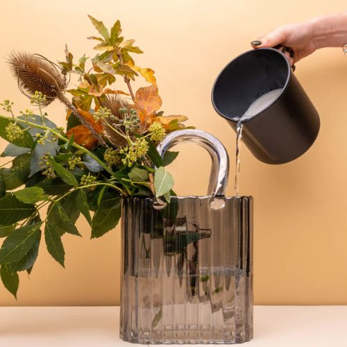 Ribbed Handbag Vase - Grey