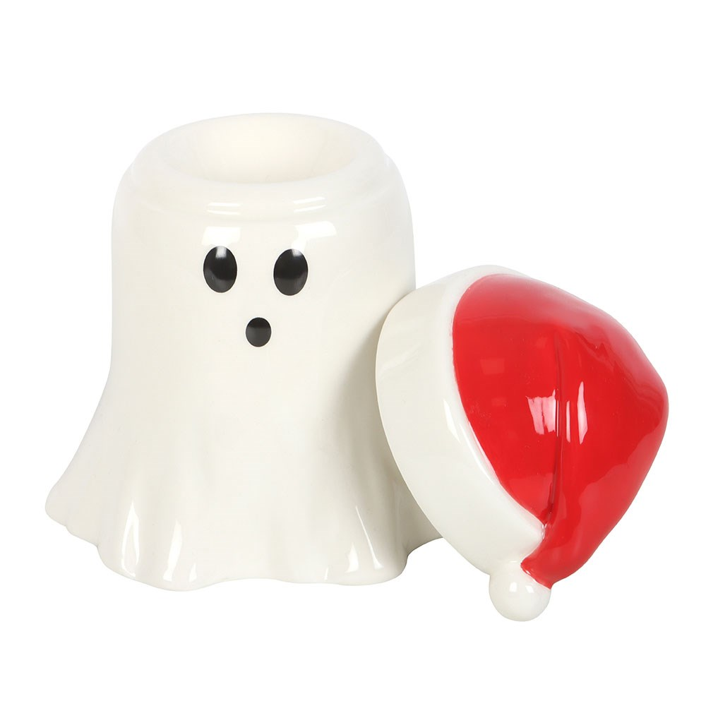 CHRISTMAS / HALLOWEEN - Ghost with Santa Hat Oil Burner / Wax Melter