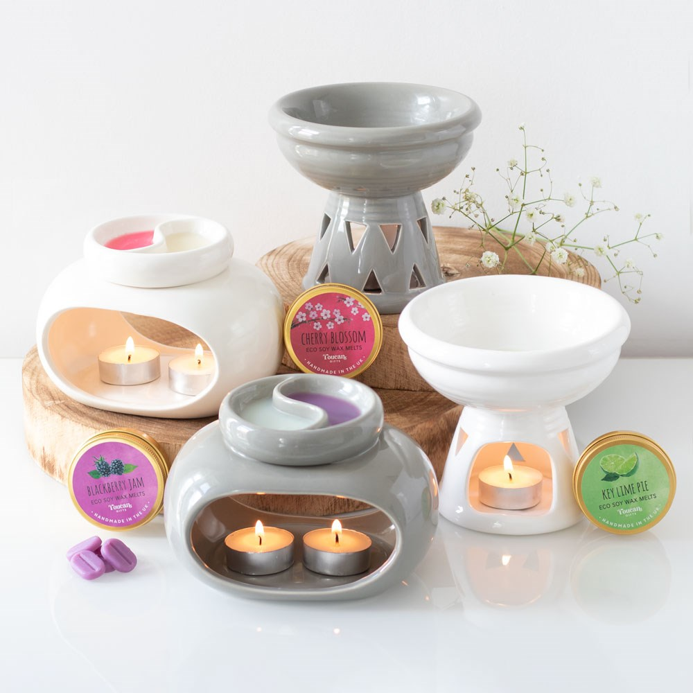 Off White Ceramic Double Oil Burner/Wax Melter