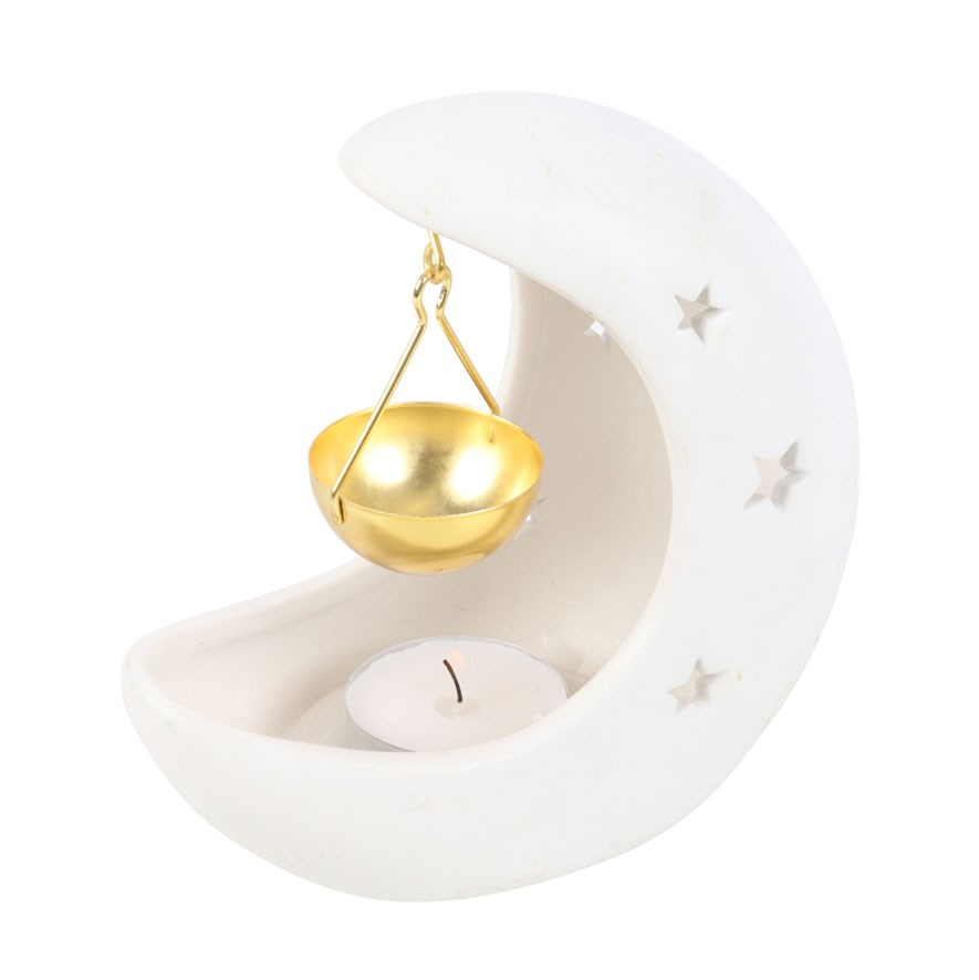 Halloween / Autumn - White Crescent Moon - Oil Burner / Wax Melter