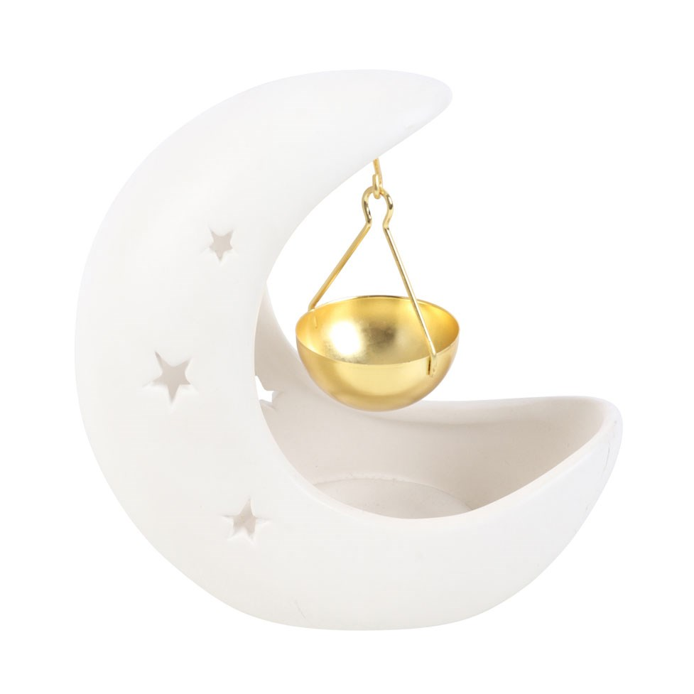 Halloween / Autumn - White Crescent Moon - Oil Burner / Wax Melter