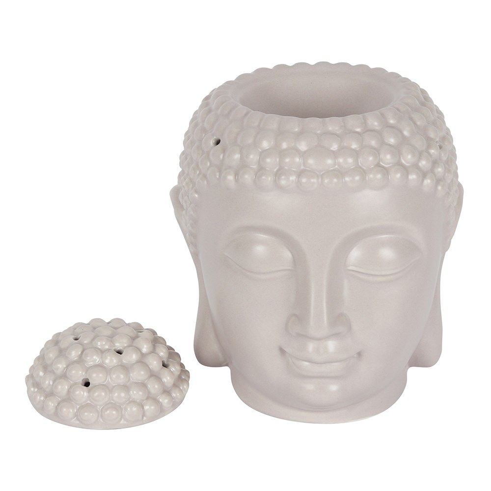 Small Budha Head Oil Burner/Wax Melter - Grey