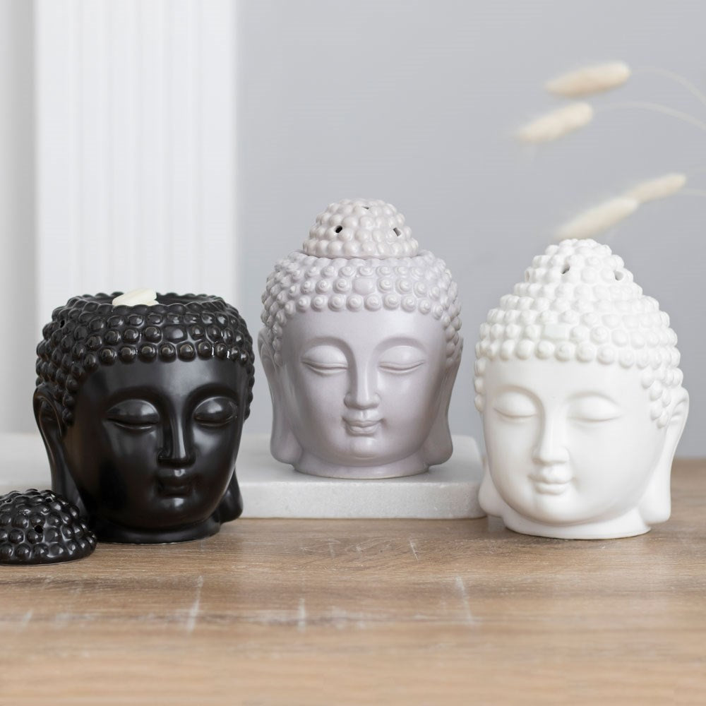 Small Budha Head Oil Burner/Wax Melter - Grey