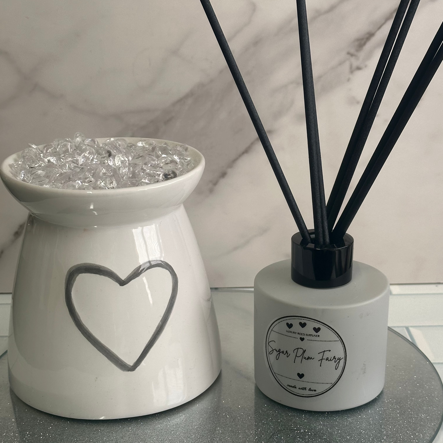 Luxe Reed Diffuser - Grey & Black - Sugar Plum Fairy