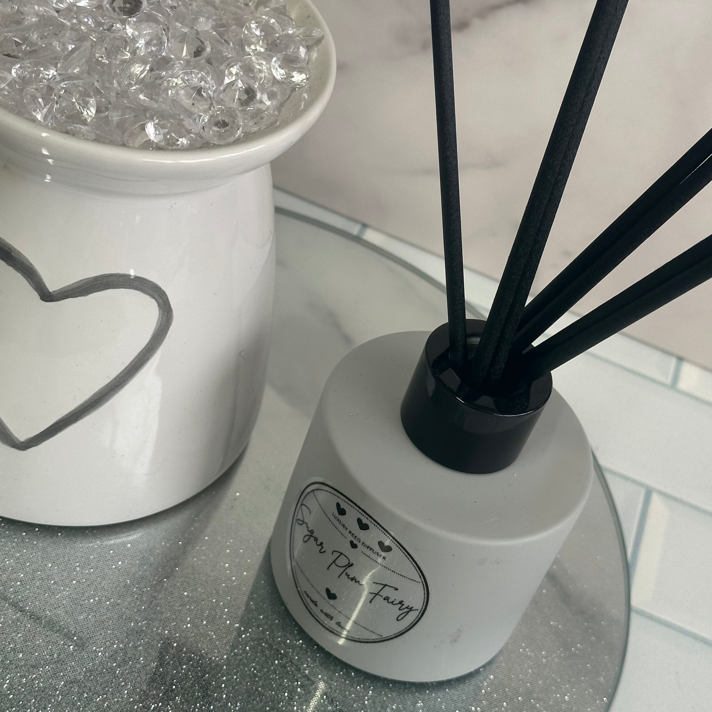 Luxe Reed Diffuser - Grey & Black - Sugar Plum Fairy
