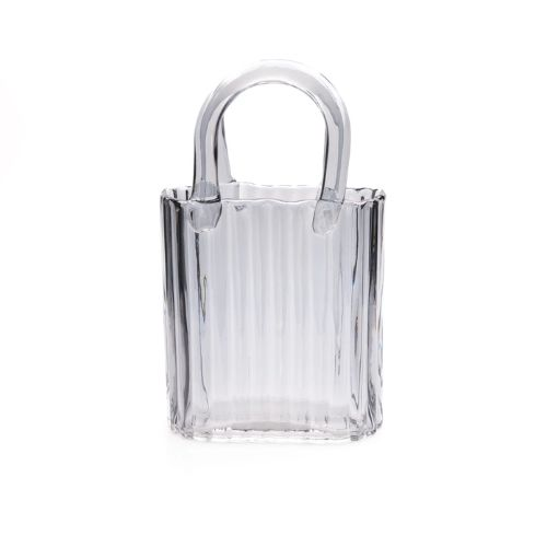 Ribbed Handbag Vase - Grey