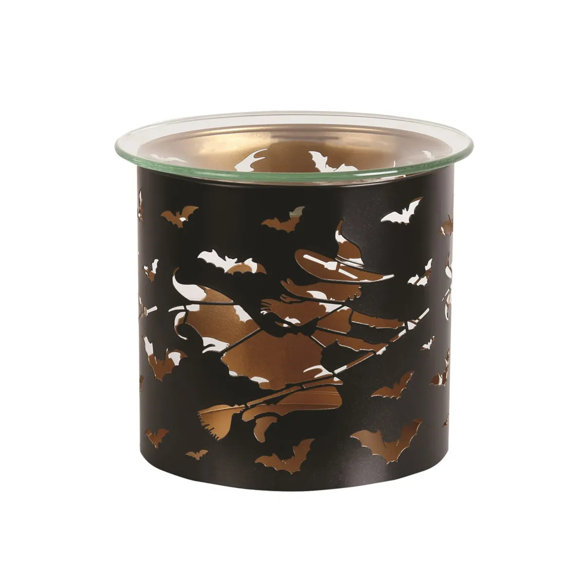 Halloween / Autumn - Black & Gold Silhouette Melter Witch Oil Burner / Wax Melter