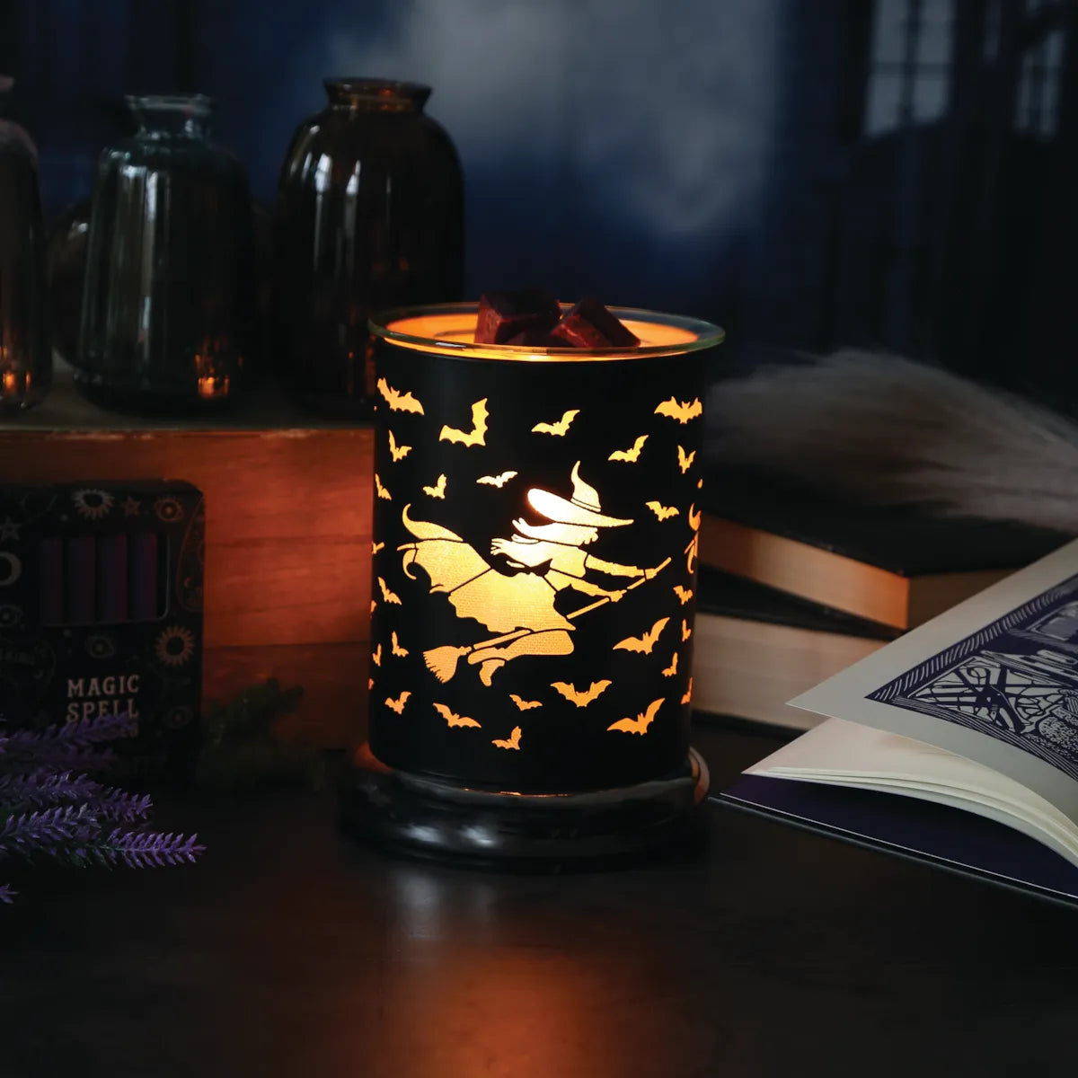 Halloween / Autumn - Electric Wax Melter Touch - Black Silhouette Witch 17cm