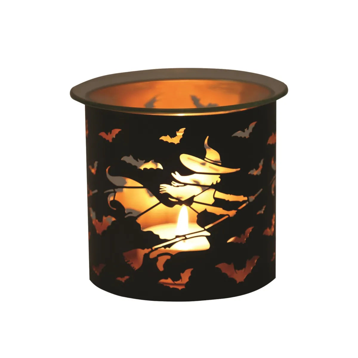 Halloween / Autumn - Black & Gold Silhouette Melter Witch Oil Burner / Wax Melter