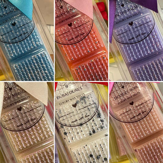 Classic 3 Square Wool Clamshell Snap Bar Wax Melts - Dubai Scents Collection