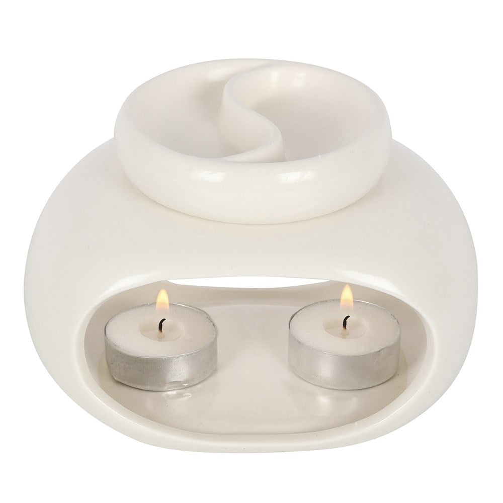 Off White Ceramic Double Oil Burner/Wax Melter