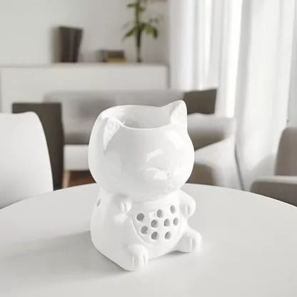 White TOMMY Cat -Cut Out Design - Burner/Wax Melter
