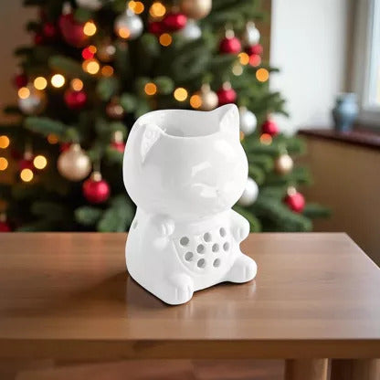 White TOMMY Cat -Cut Out Design - Burner/Wax Melter