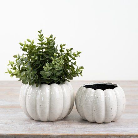 Ceramic Pumpkin Planter / Plant Pot - 14cm