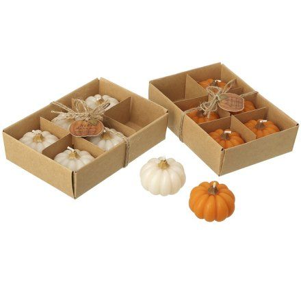 Set of 6 Pumpkin Candles - Boxed