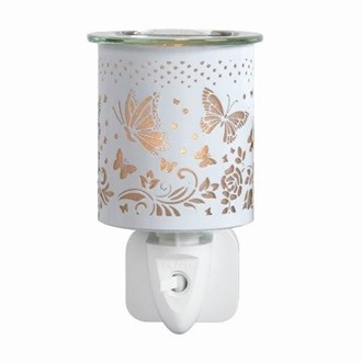 Butterfly Light Up PLUG IN Electric Oil Burner - White