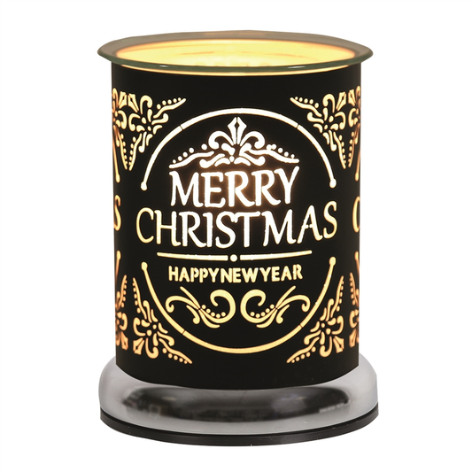 CHRISTMAS - Merry Christmas Light Up Electric Oil Burner- Black