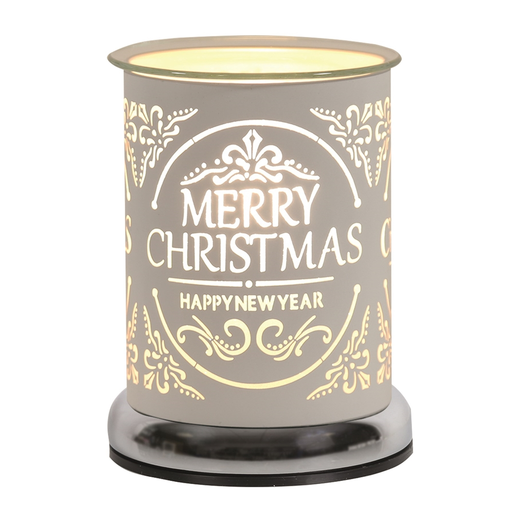 CHRISTMAS - Merry Christmas Light Up Electric Oil Burner- White