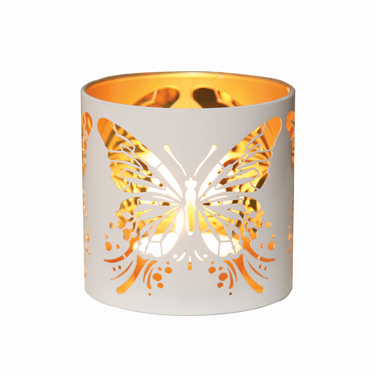 Tealight Wax Melter and Candle Holder - White & Gold Silhouette Melter BUTTERFLY - Oil Burner / Wax Meler