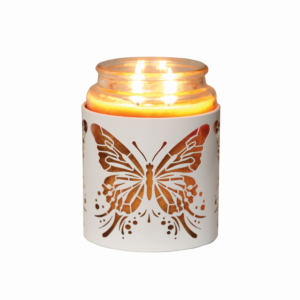 Tealight Wax Melter and Candle Holder - White & Gold Silhouette Melter BUTTERFLY - Oil Burner / Wax Meler