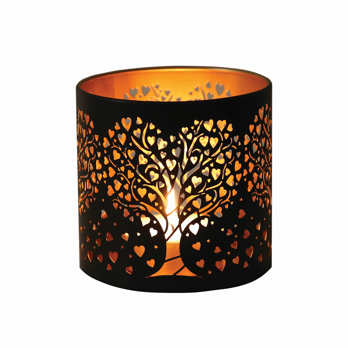 Tealight Wax Melter and Candle Holder - Black & Gold Silhouette Melter HEART TREE- Oil Burner / Wax Meler