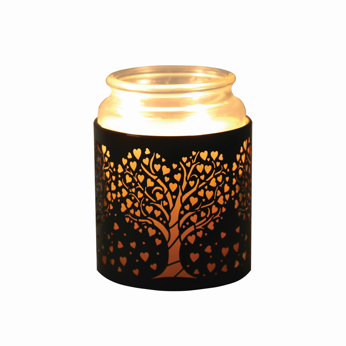 Tealight Wax Melter and Candle Holder - Black & Gold Silhouette Melter HEART TREE- Oil Burner / Wax Meler