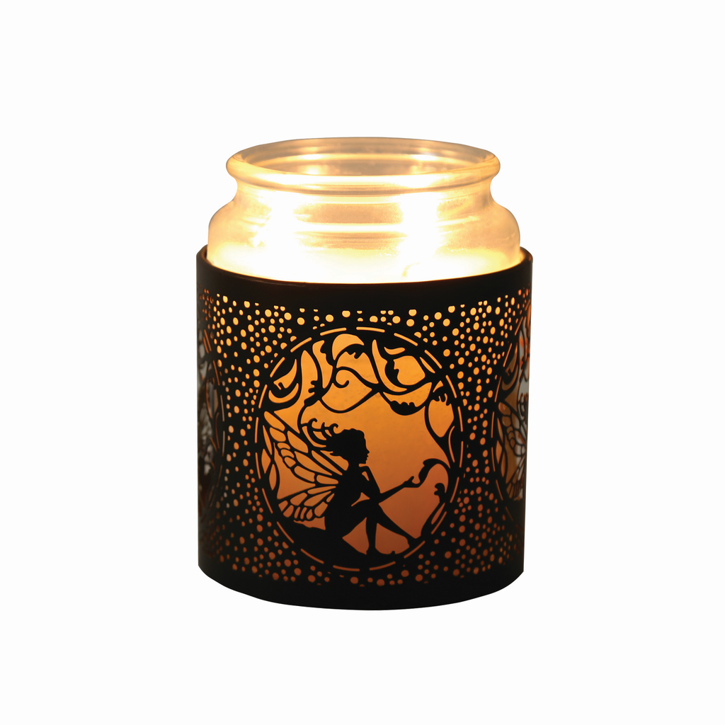 Tealight Wax Melter and Candle Holder - Black & Gold Silhouette Melter SITTING FAIRY- Oil Burner / Wax Meler
