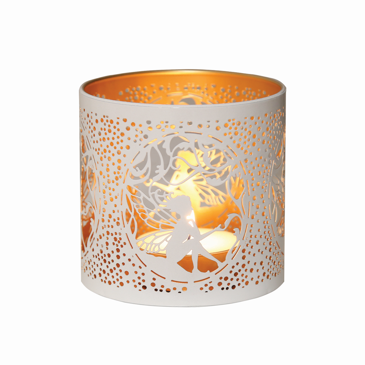 Tealight Wax Melter and Candle Holder - White & Gold Silhouette Melter SITTING FAIRY- Oil Burner / Wax Meler