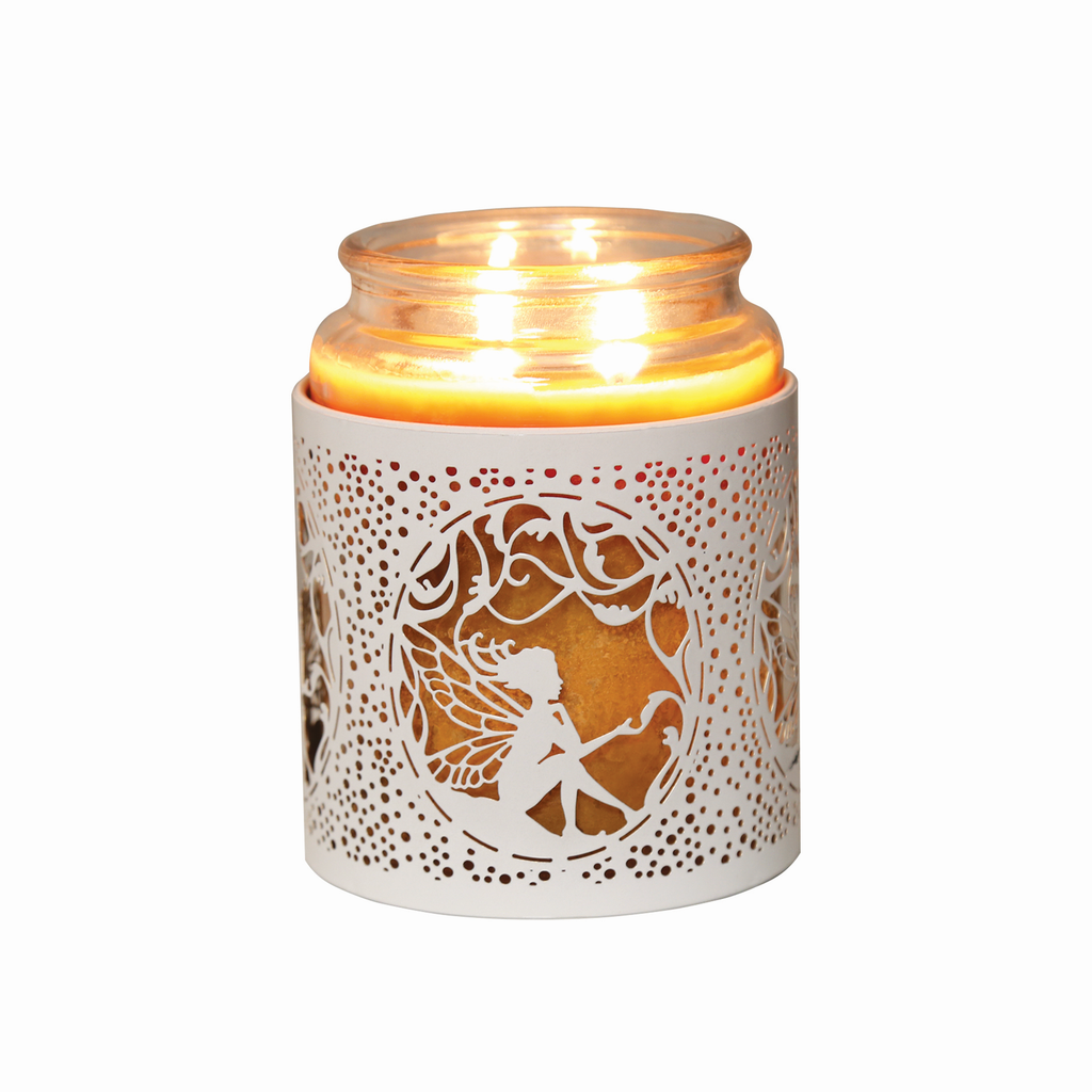 Tealight Wax Melter and Candle Holder - White & Gold Silhouette Melter SITTING FAIRY- Oil Burner / Wax Meler