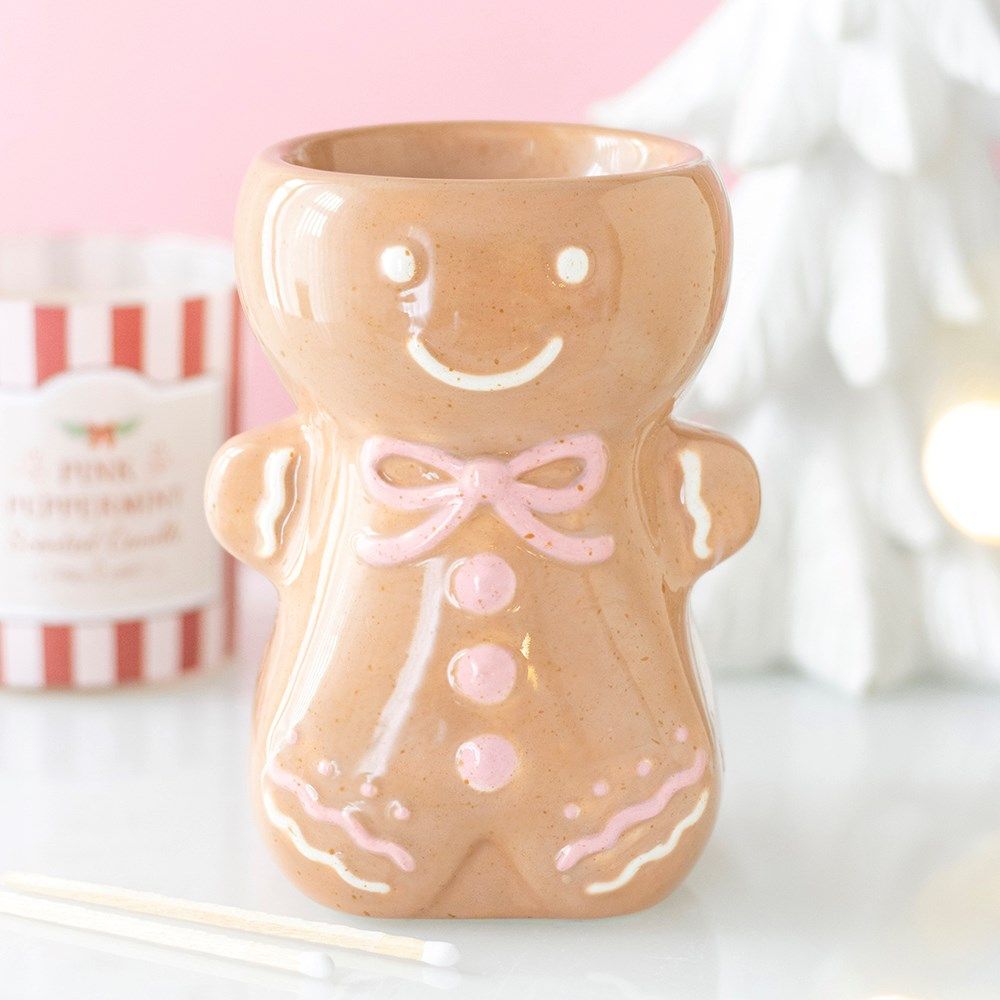 Pink Bow Gingerbread Man - Oil Burner / Wax Melter