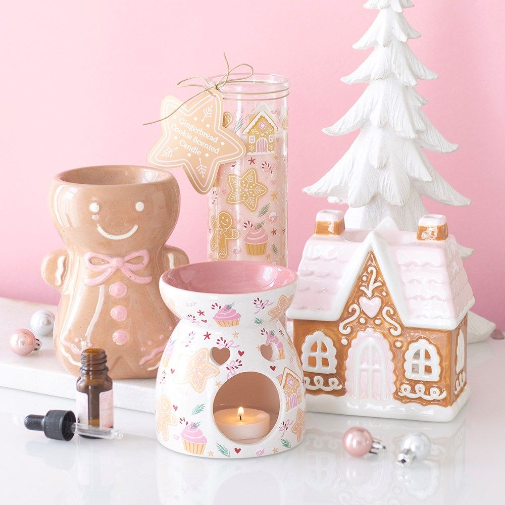 Pink Bow Gingerbread Man - Oil Burner / Wax Melter
