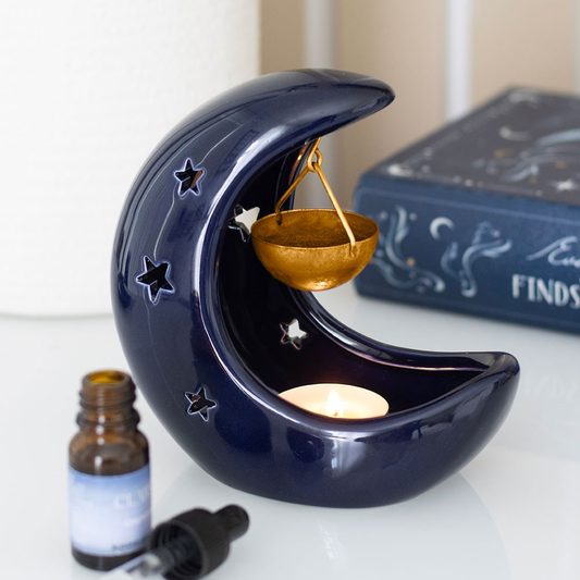 Halloween / Autumn - Navy Blue Crescent Moon - Oil Burner / Wax Melter