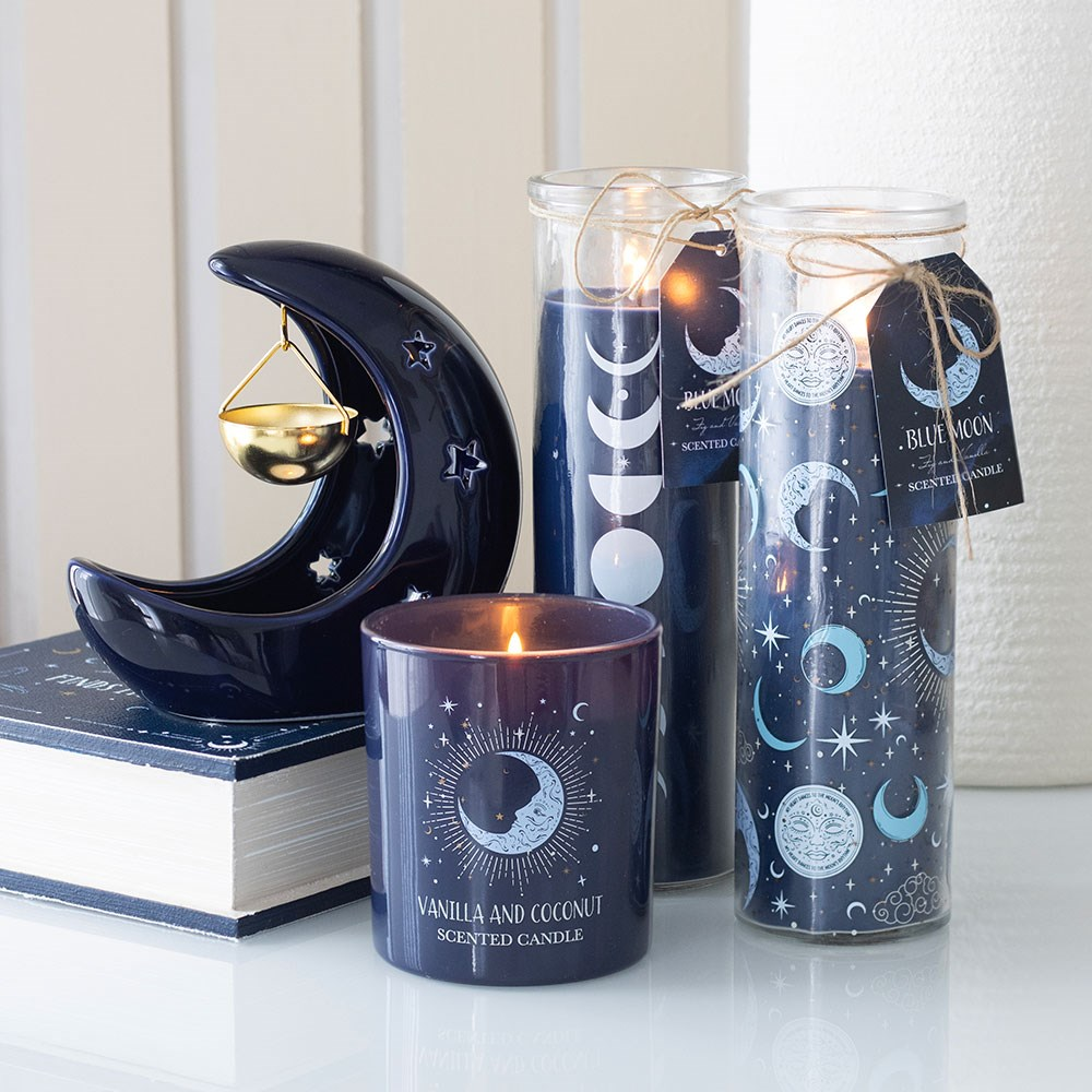 Halloween / Autumn - Navy Blue Crescent Moon - Oil Burner / Wax Melter