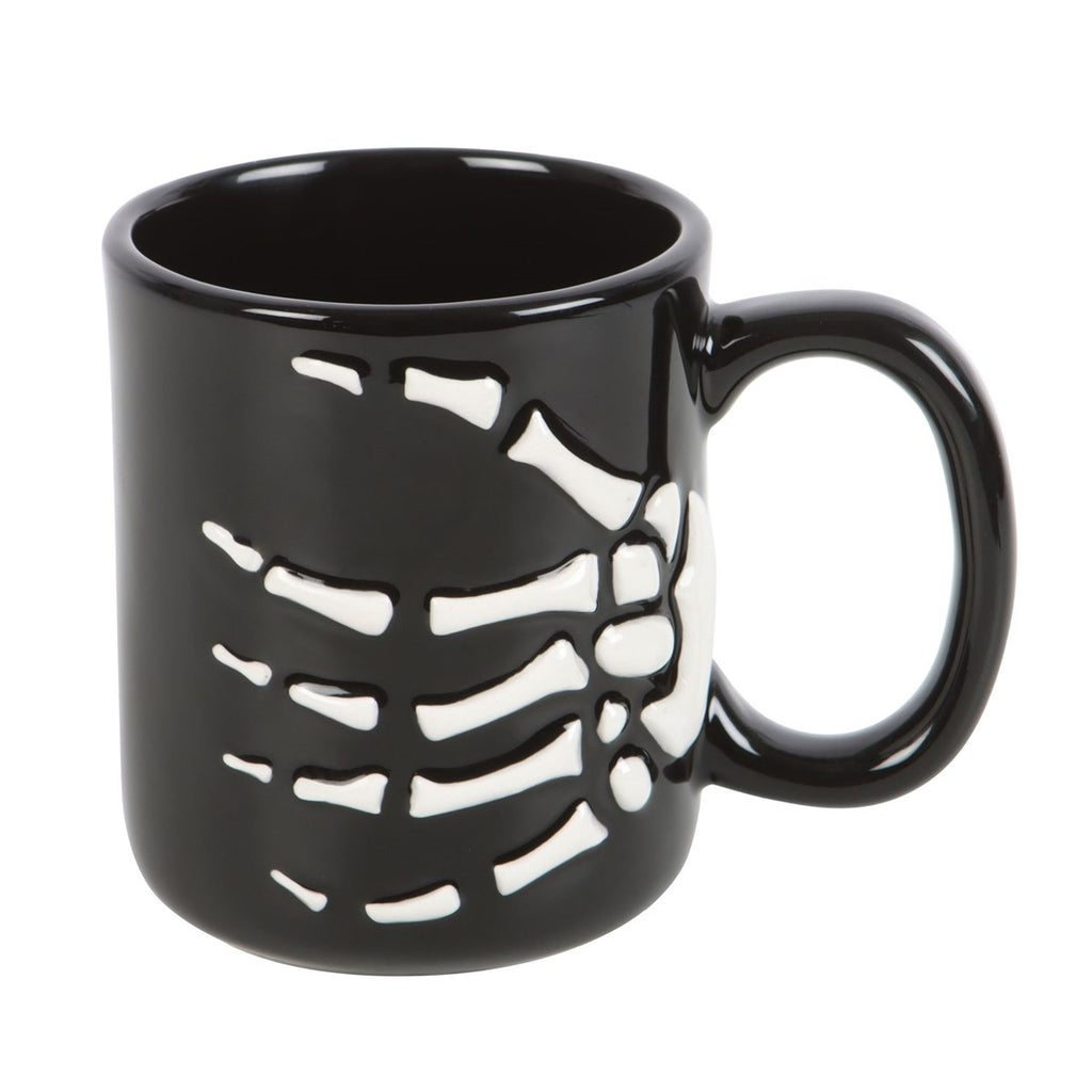 Skeleton Hand Black and White Ceramic Mug