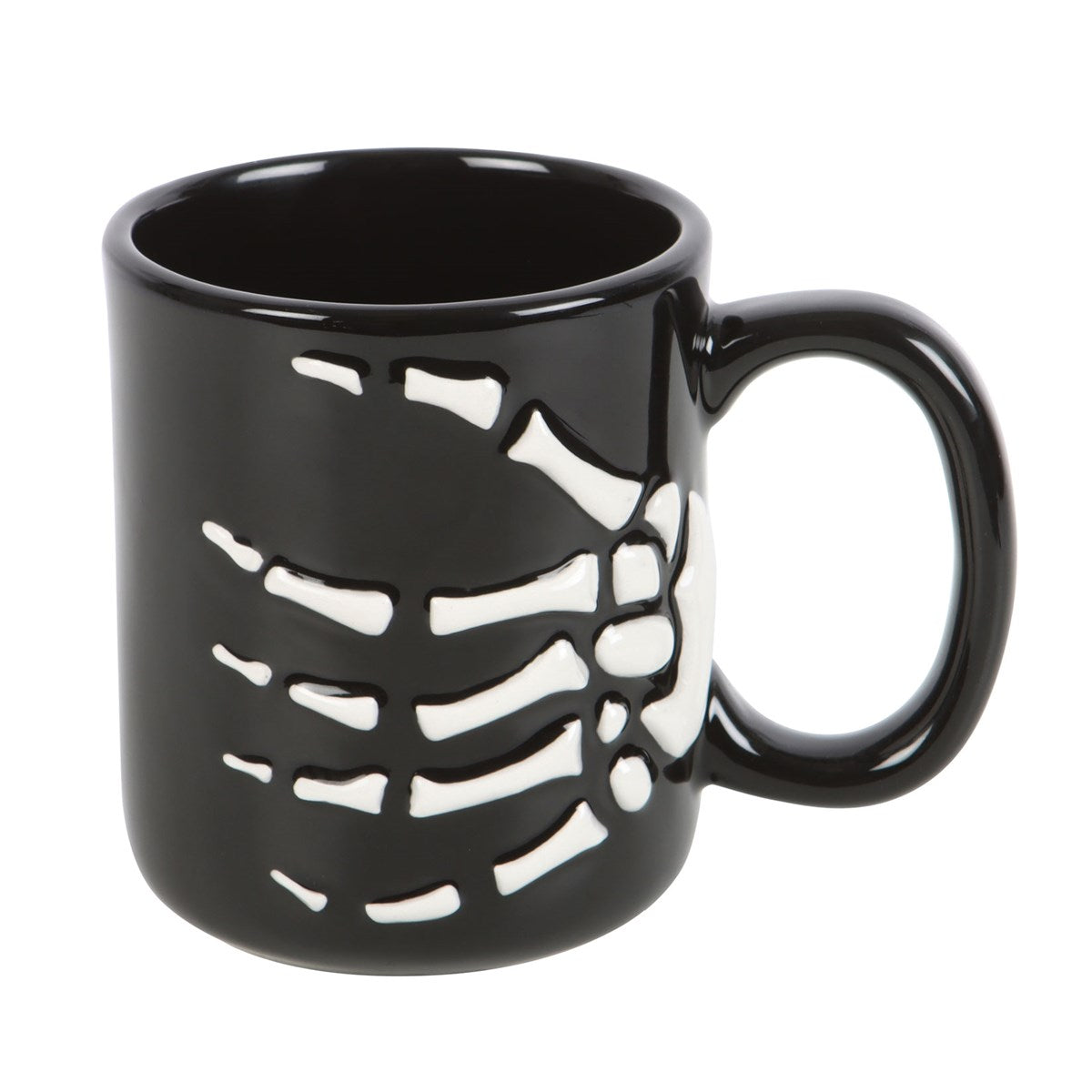 Skeleton Hand Black and White Ceramic Mug