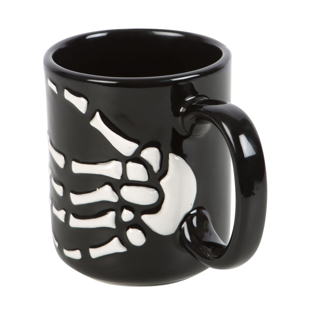 Skeleton Hand Black and White Ceramic Mug