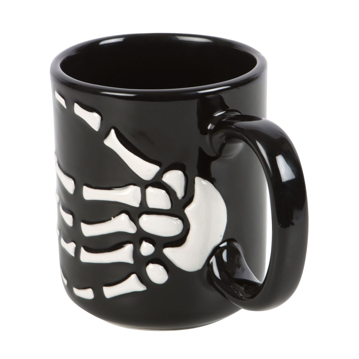 Skeleton Hand Black and White Ceramic Mug