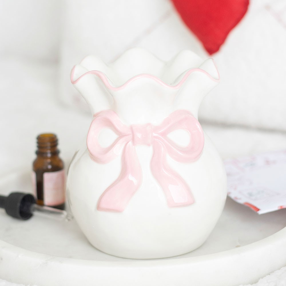 Love White and Pink Bow  - Oil Burner/Wax Melter
