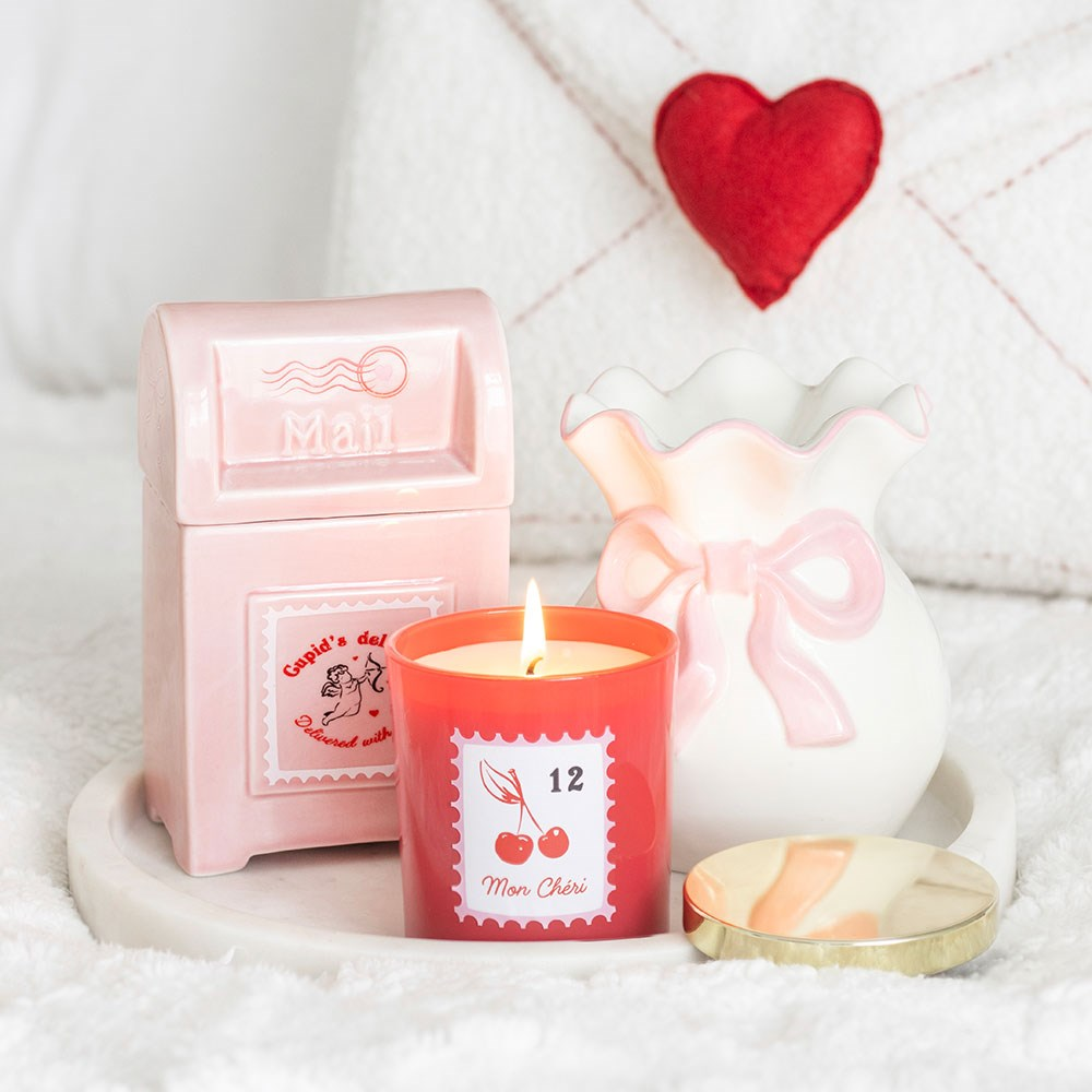 Love White and Pink Bow  - Oil Burner/Wax Melter