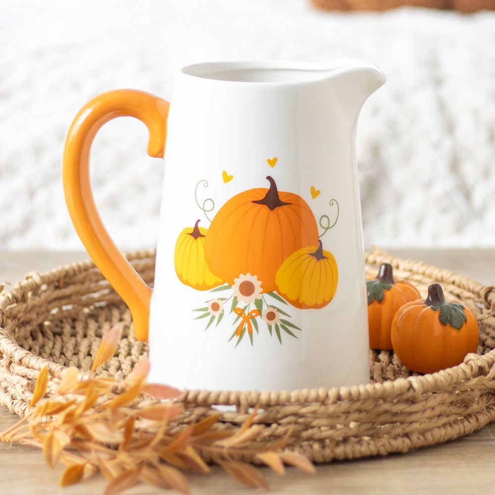 Autumn Pumpkin Ceramic Jug Flower Vase