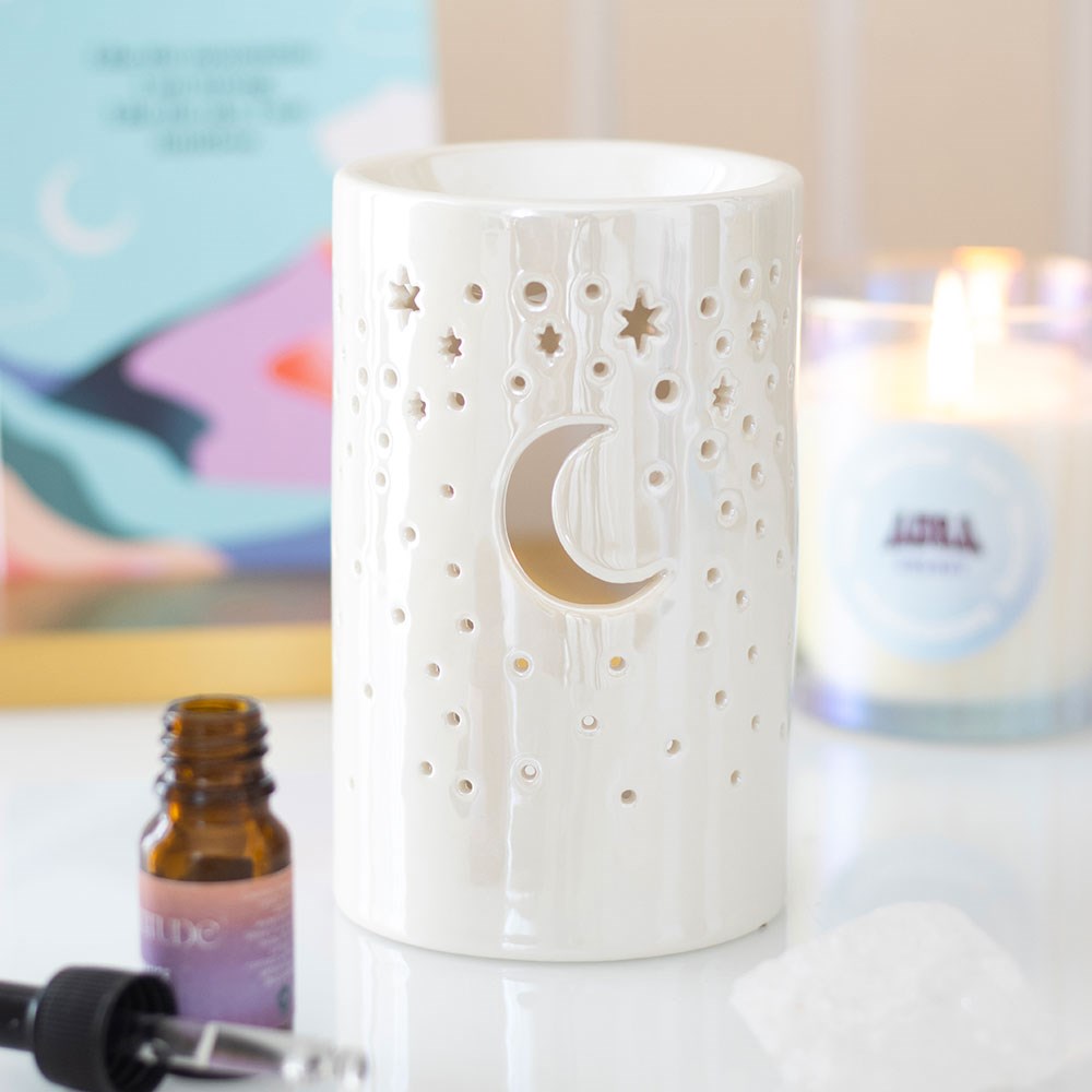 Irridescent White Moon Pillar   - Oil Burner/Wax Melter