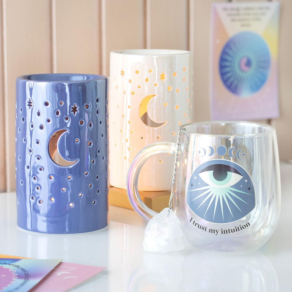 Irridescent White Moon Pillar   - Oil Burner/Wax Melter