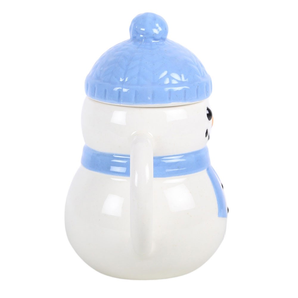 Blue Winter Snowman Lidded Mug / Cup