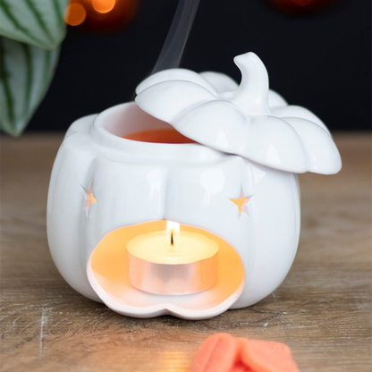 Halloween / Autumn - White Ceramic Pumpkin Wax Melter