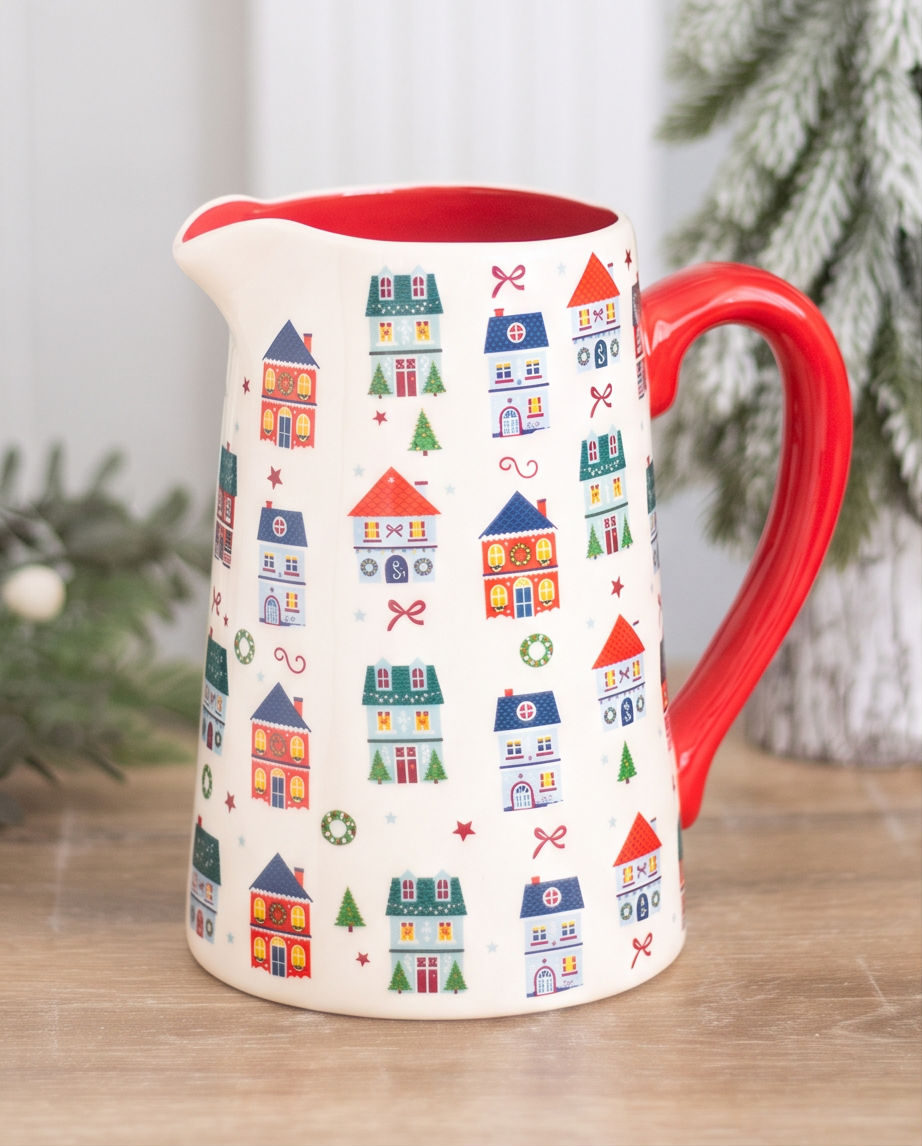 Christmas Street Print Flower Jug Vase
