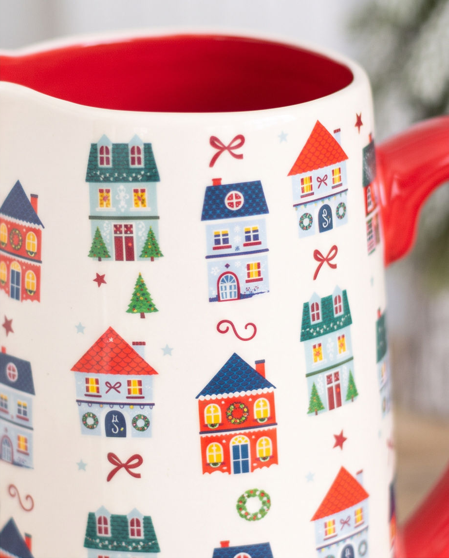 Christmas Street Print Flower Jug Vase