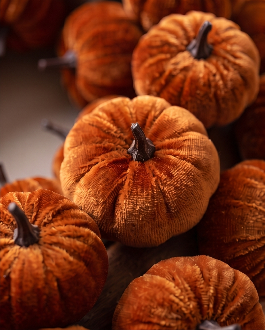 Orange Velvet Pumpkin Weath 38cm