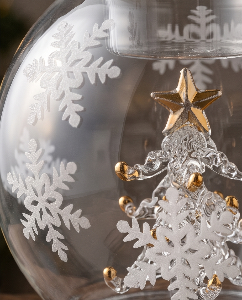 Clear Glass Bauble Christmas Tree Tea Light Holder - 10cm
